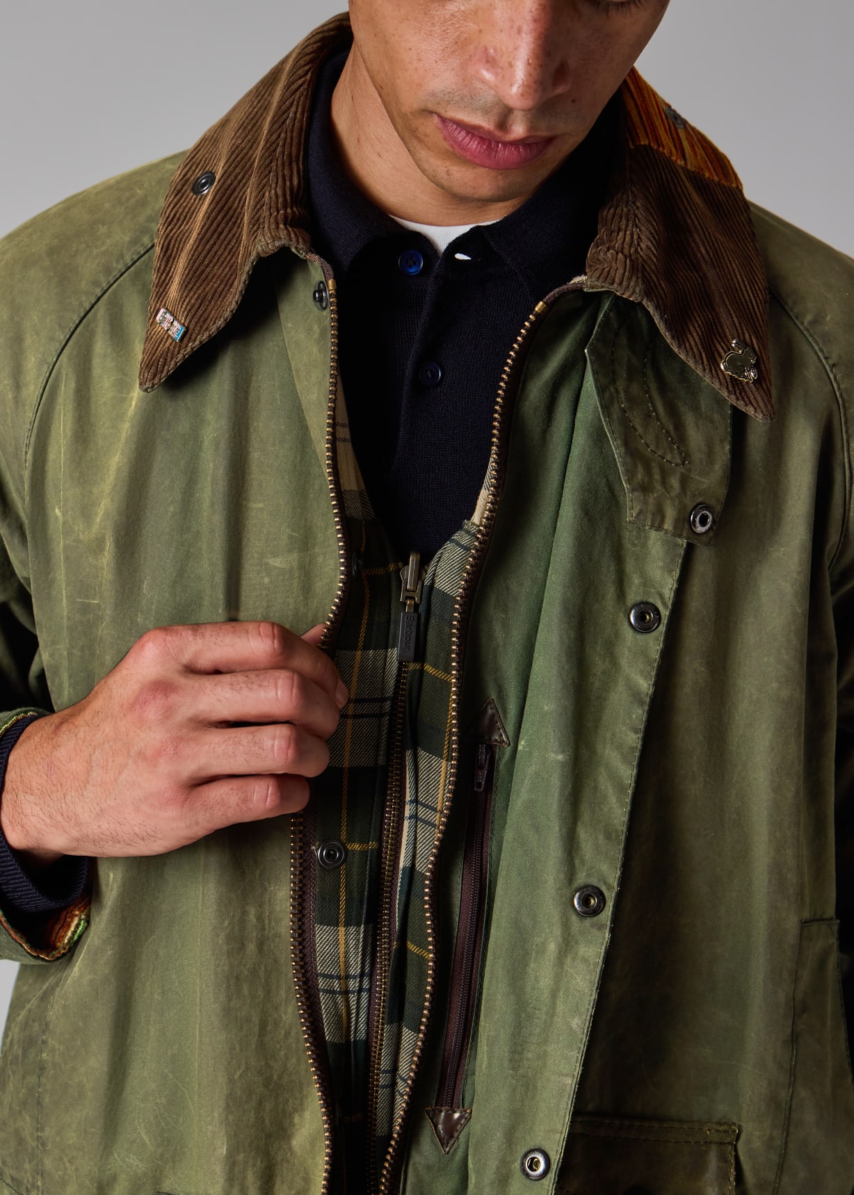 Paul Smith Loves Barbour - Re-Loved Green Bedale Waxed Jacket