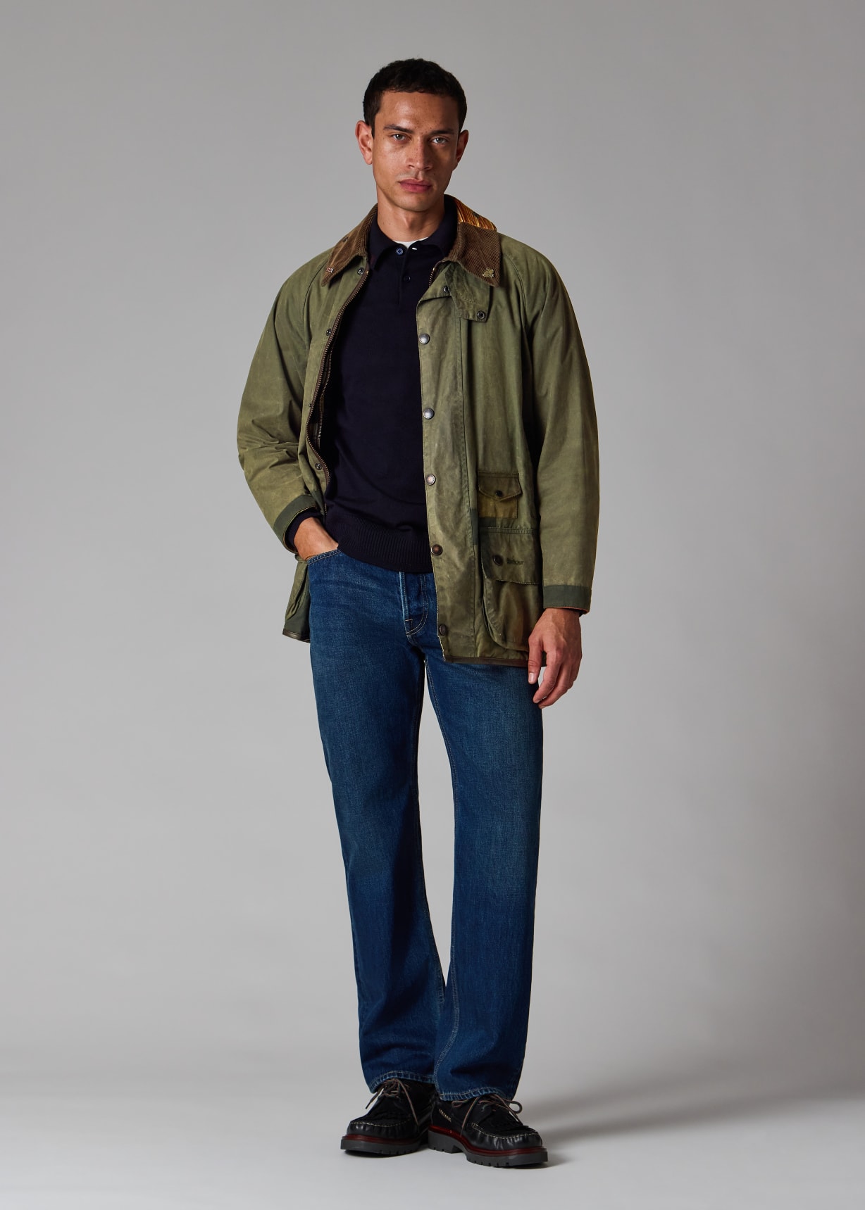 Paul Smith Loves Barbour - Re-Loved Green Bedale Waxed Jacket