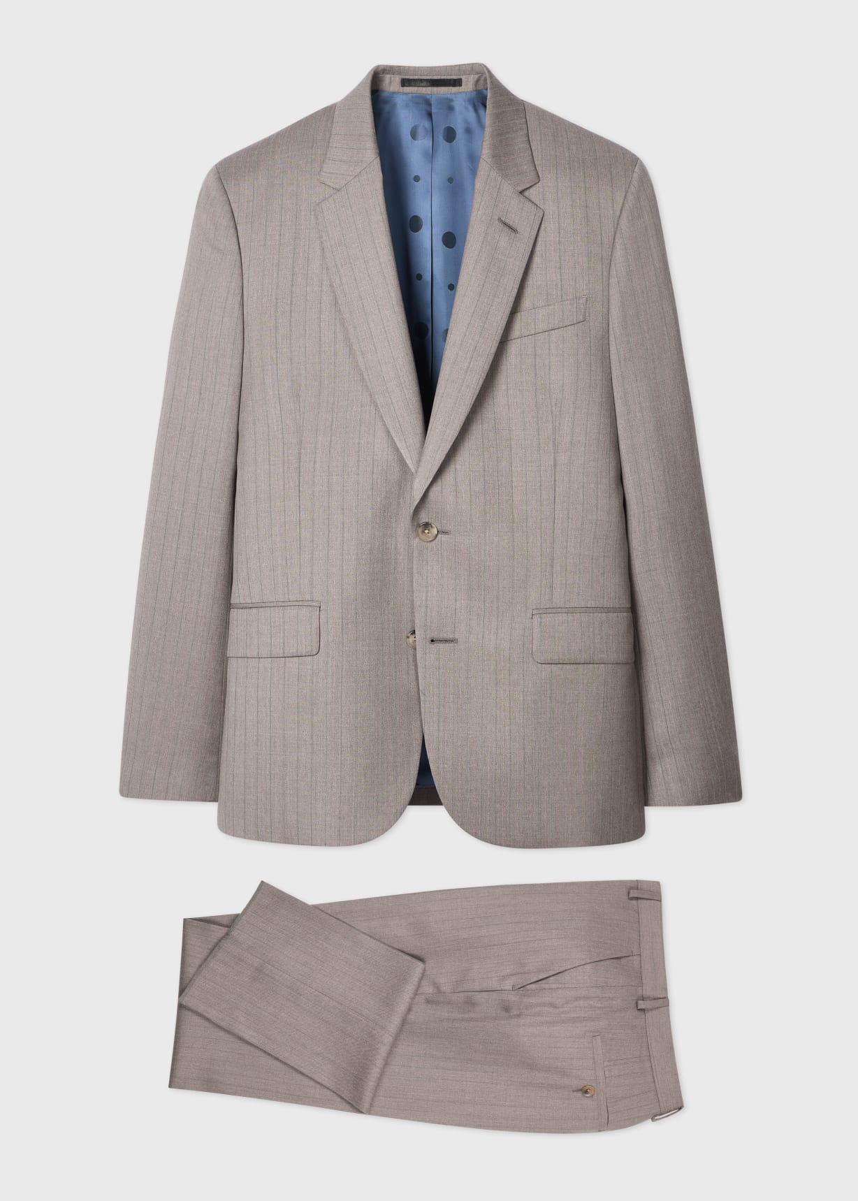 The Soho - Tailored-Fit Grey and Pink Pinstripe Wool Suit