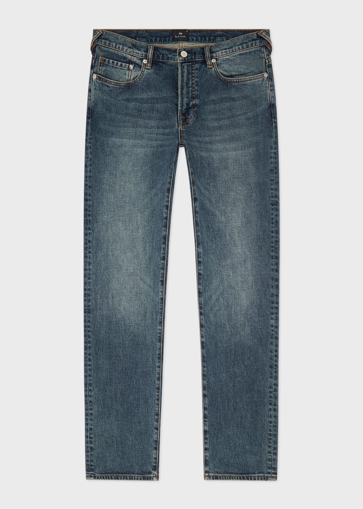 Men's Tapered-Fit 'Crosshatch Stretch' Blue-Rinse Jeans