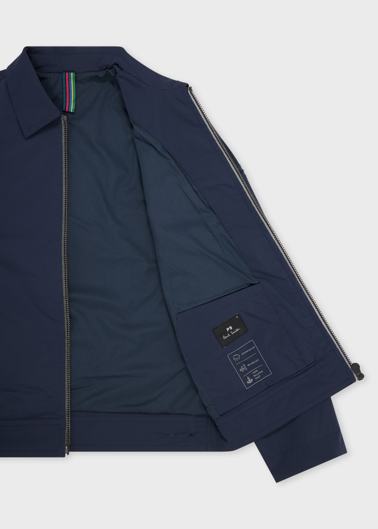 Navy Recycled Polyester Zip Blouson Jacket