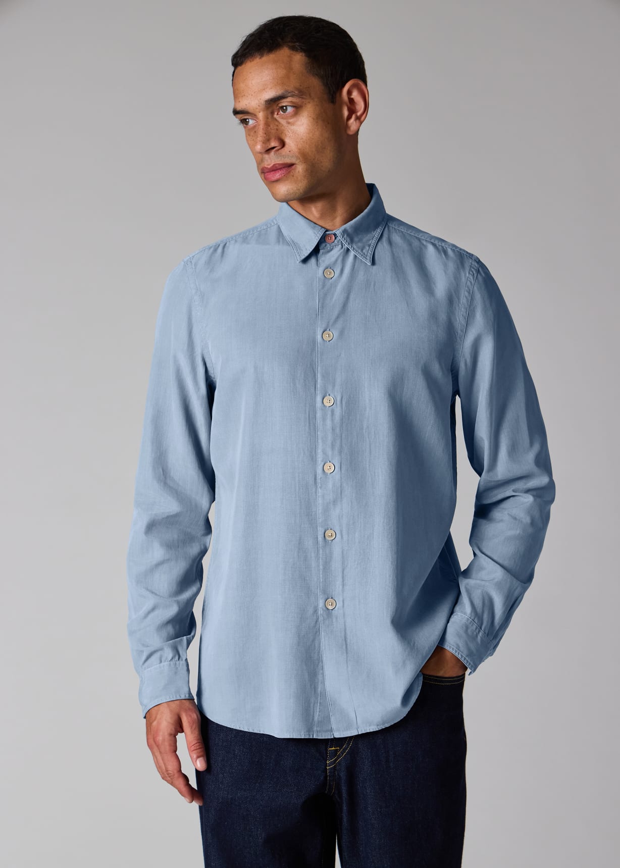Men's Light Blue Lyocell-Cotton Shirt