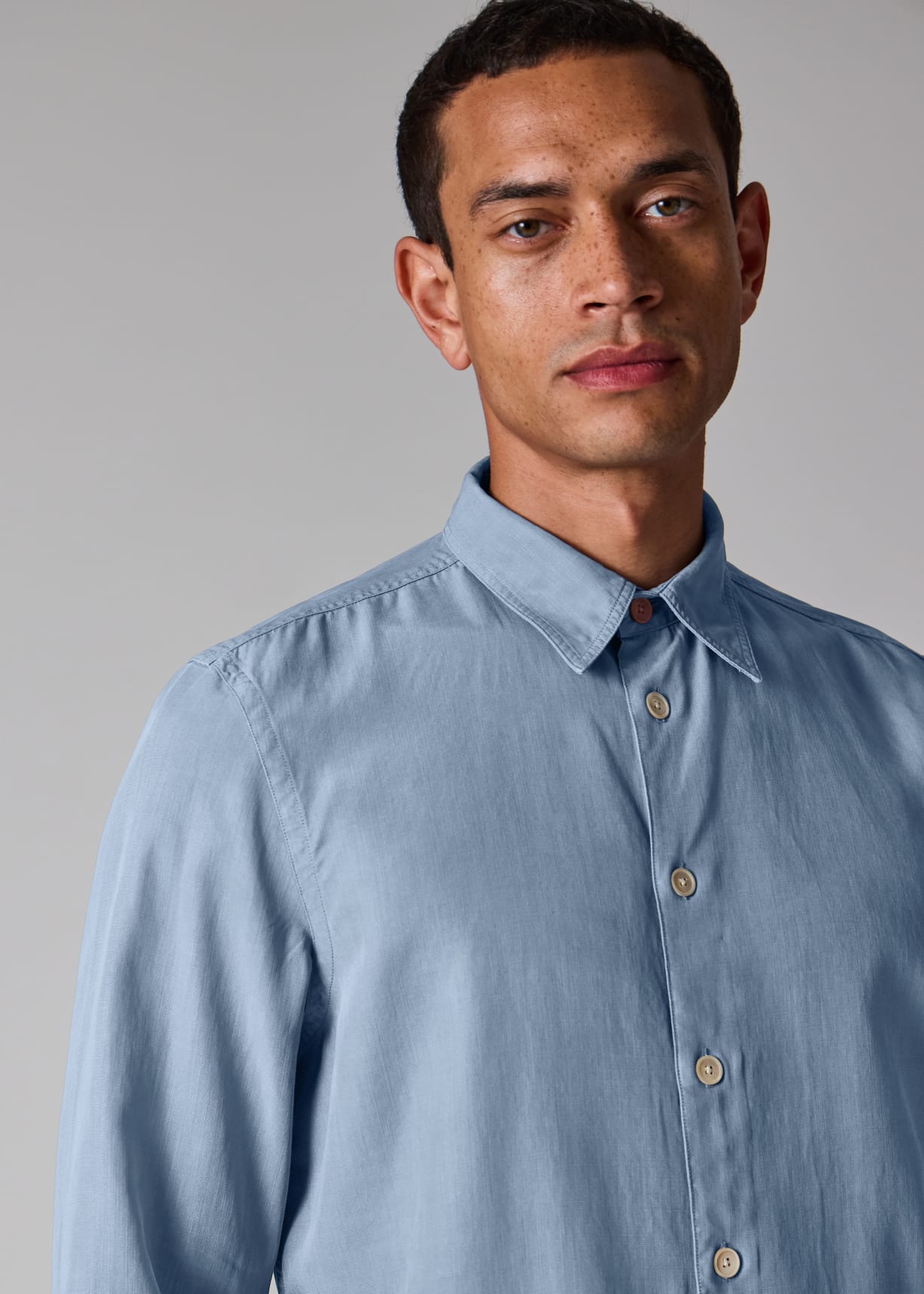 Men's Light Blue Lyocell-Cotton Shirt