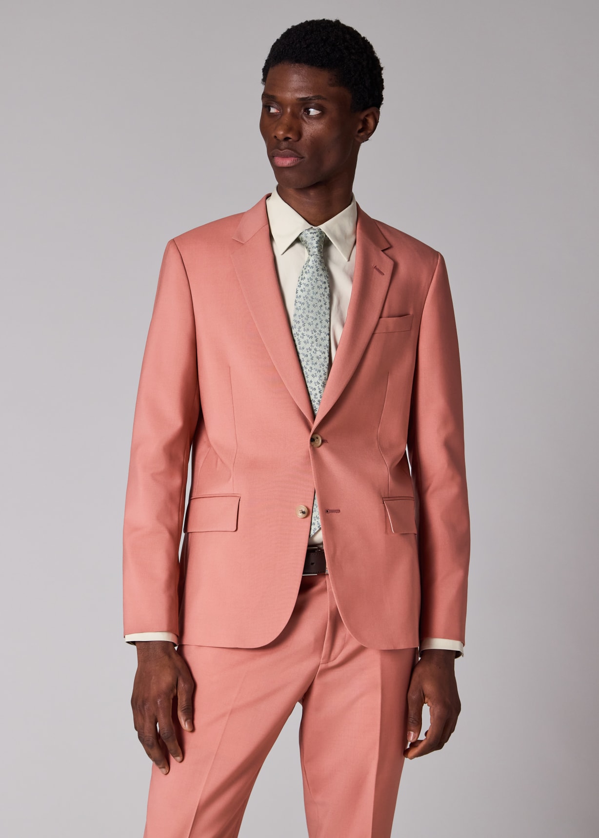 Men's Tailored-Fit Pink Wool-Mohair Suit