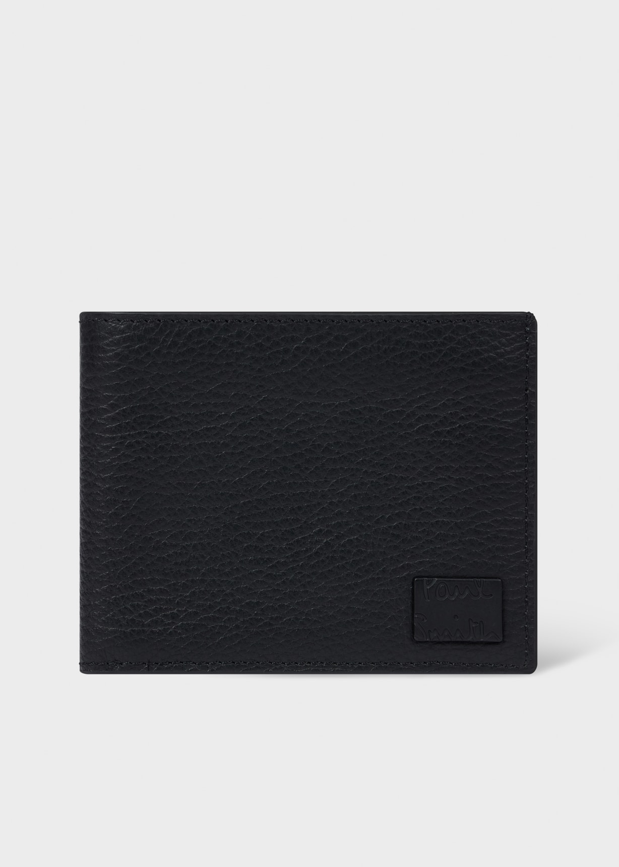 Men's Black Grained Leather Compact Billfold Wallet