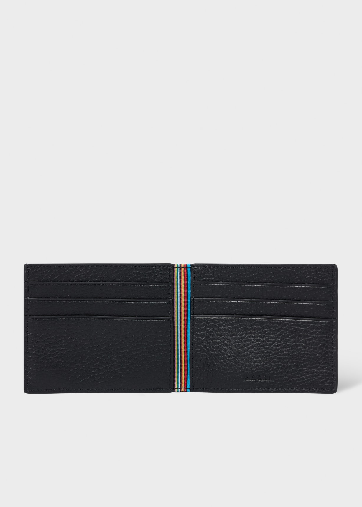 Men's Black Grained Leather Compact Billfold Wallet