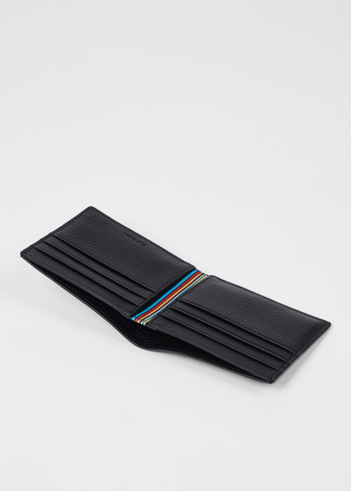 小物 Paul smith Men's Black Grained Leather Compact Billfold Wallet