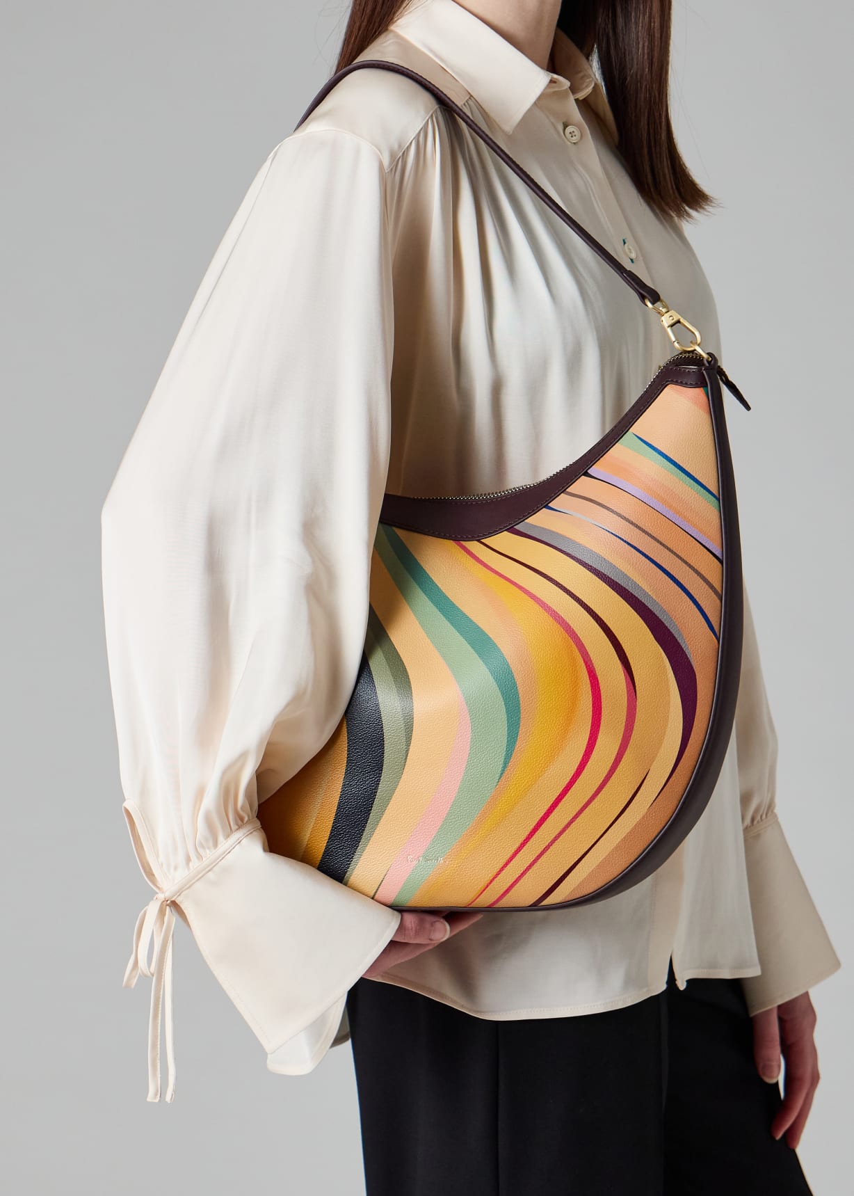 Women's 'Swirl' Leather Medium Round Hobo Bag