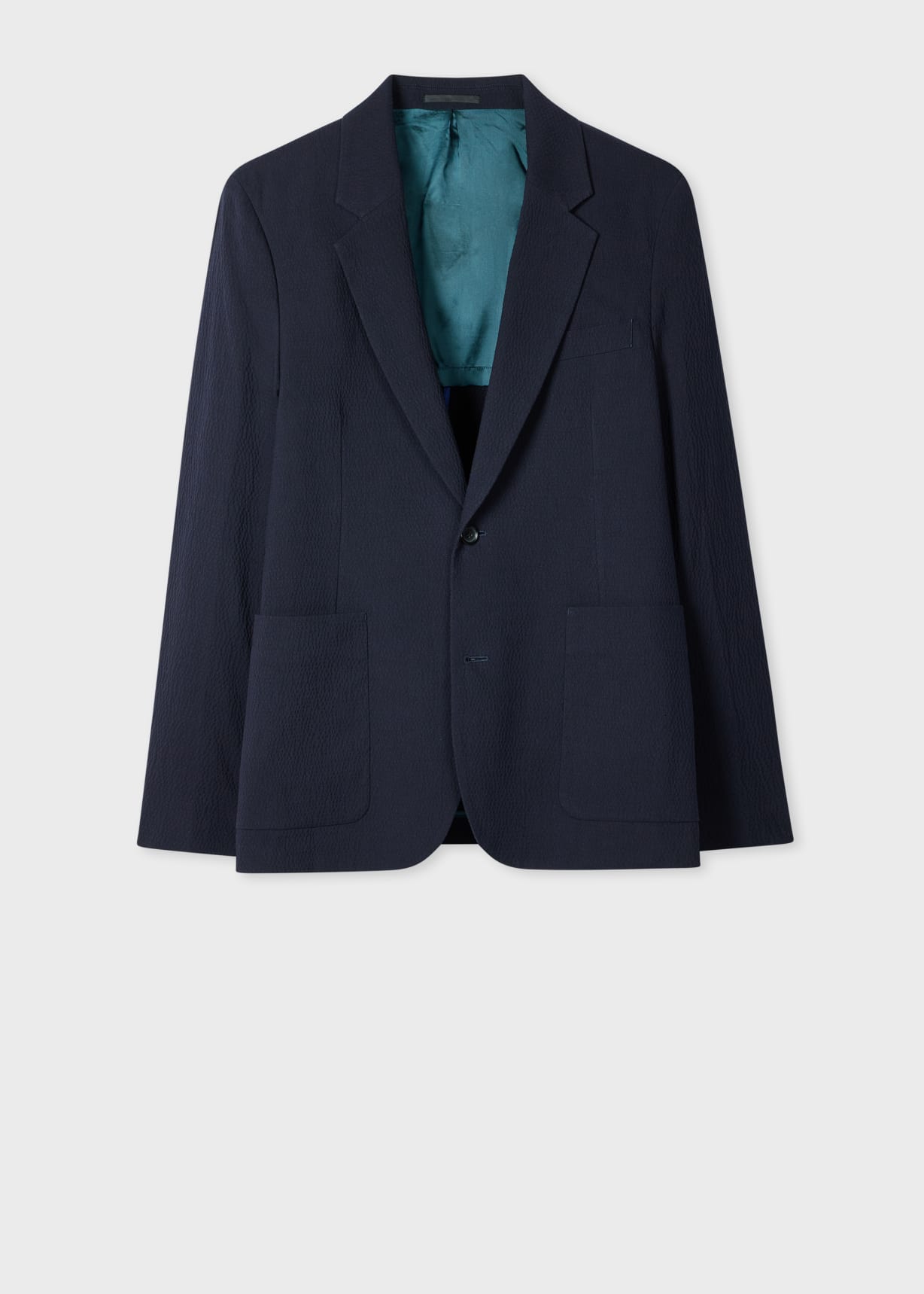 Men's Navy Seersucker Cotton Check Buggy-Lined Blazer