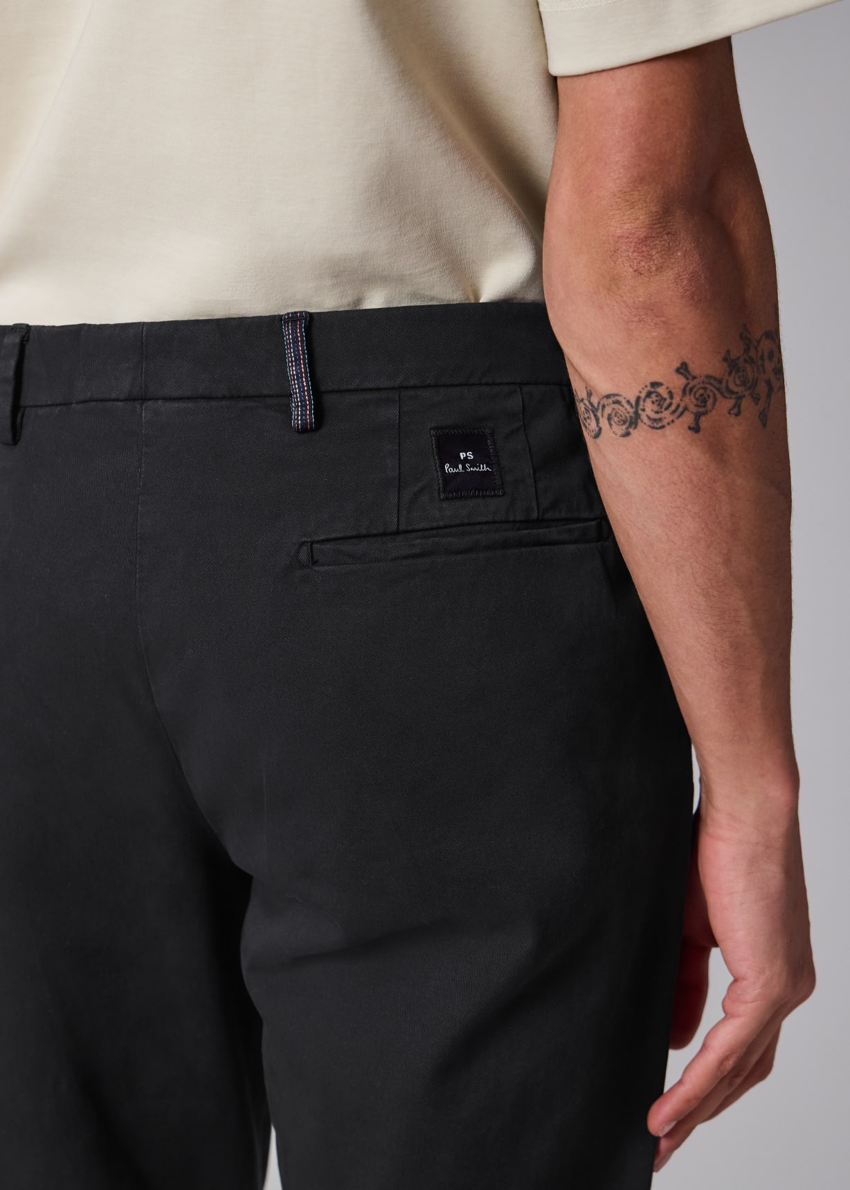 Men's Washed Black Stretch Cotton-Twill Chinos