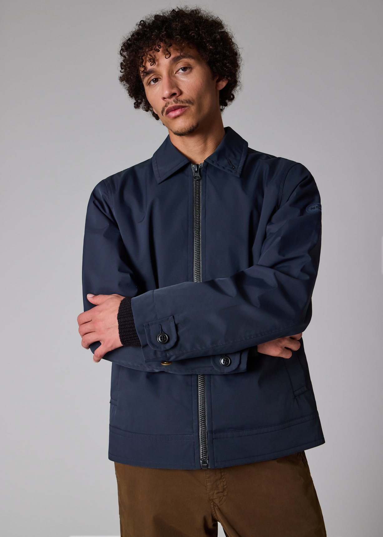 Navy Recycled Polyester Zip Blouson Jacket