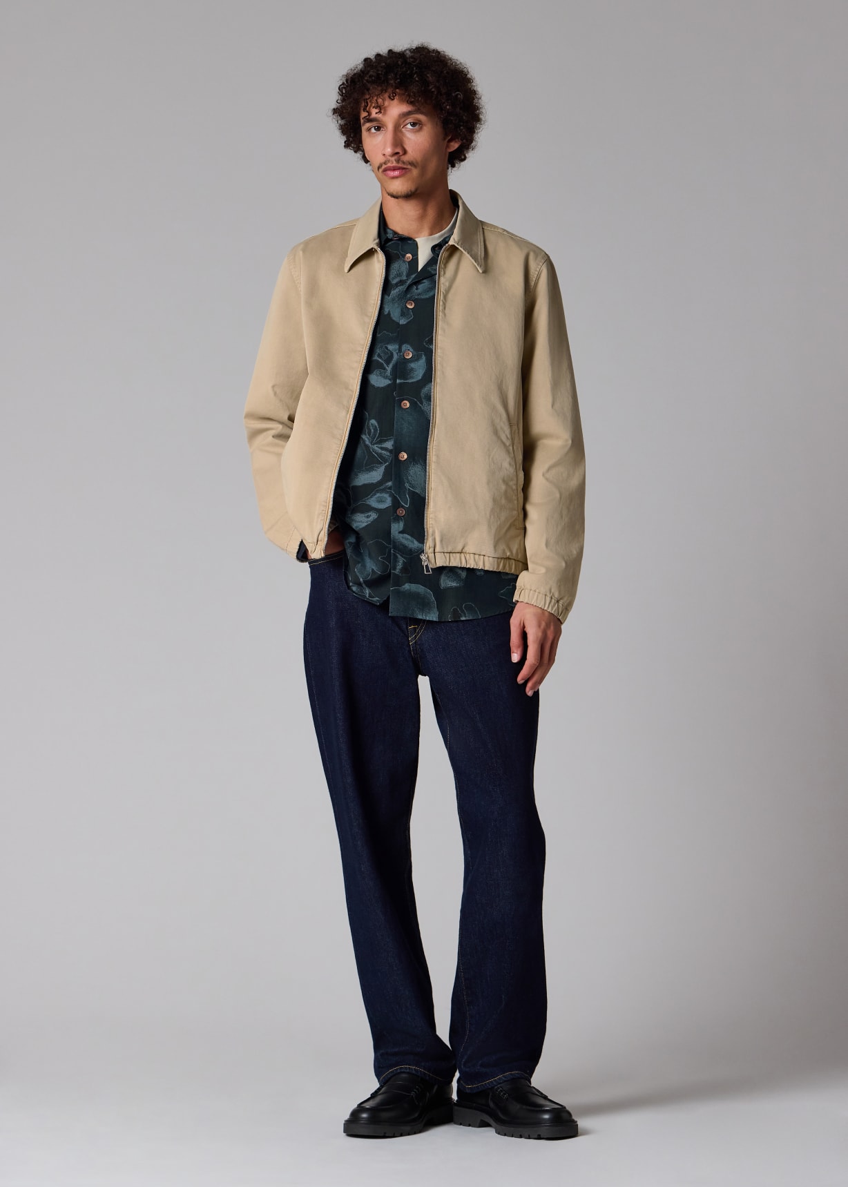 Men's Washed Tan Cotton-Twill Coach Jacket