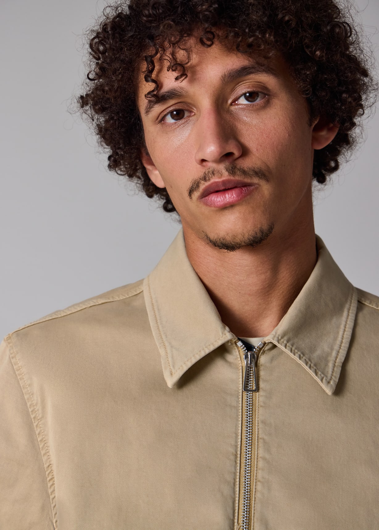 Men's Washed Tan Cotton-Twill Coach Jacket