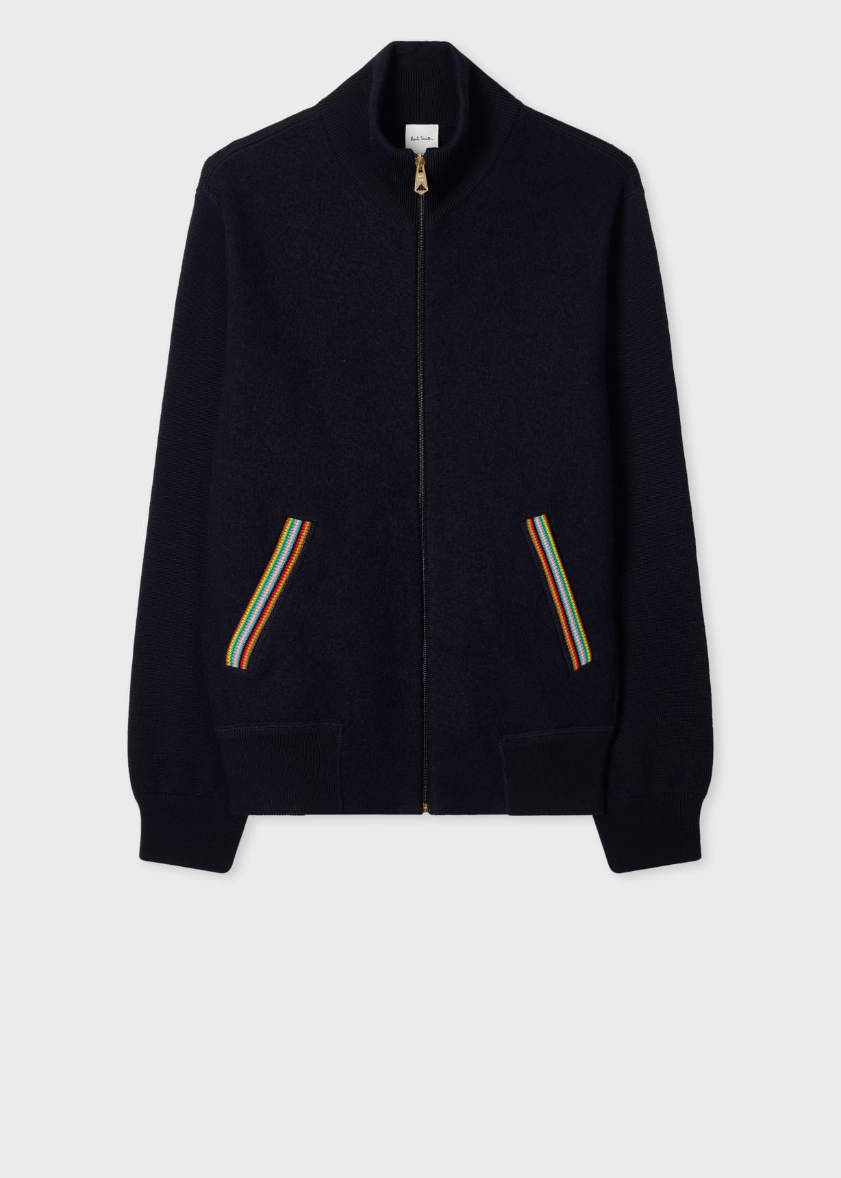 Men's Navy 'Signature Stripe' Merino Wool Knitted Jacket