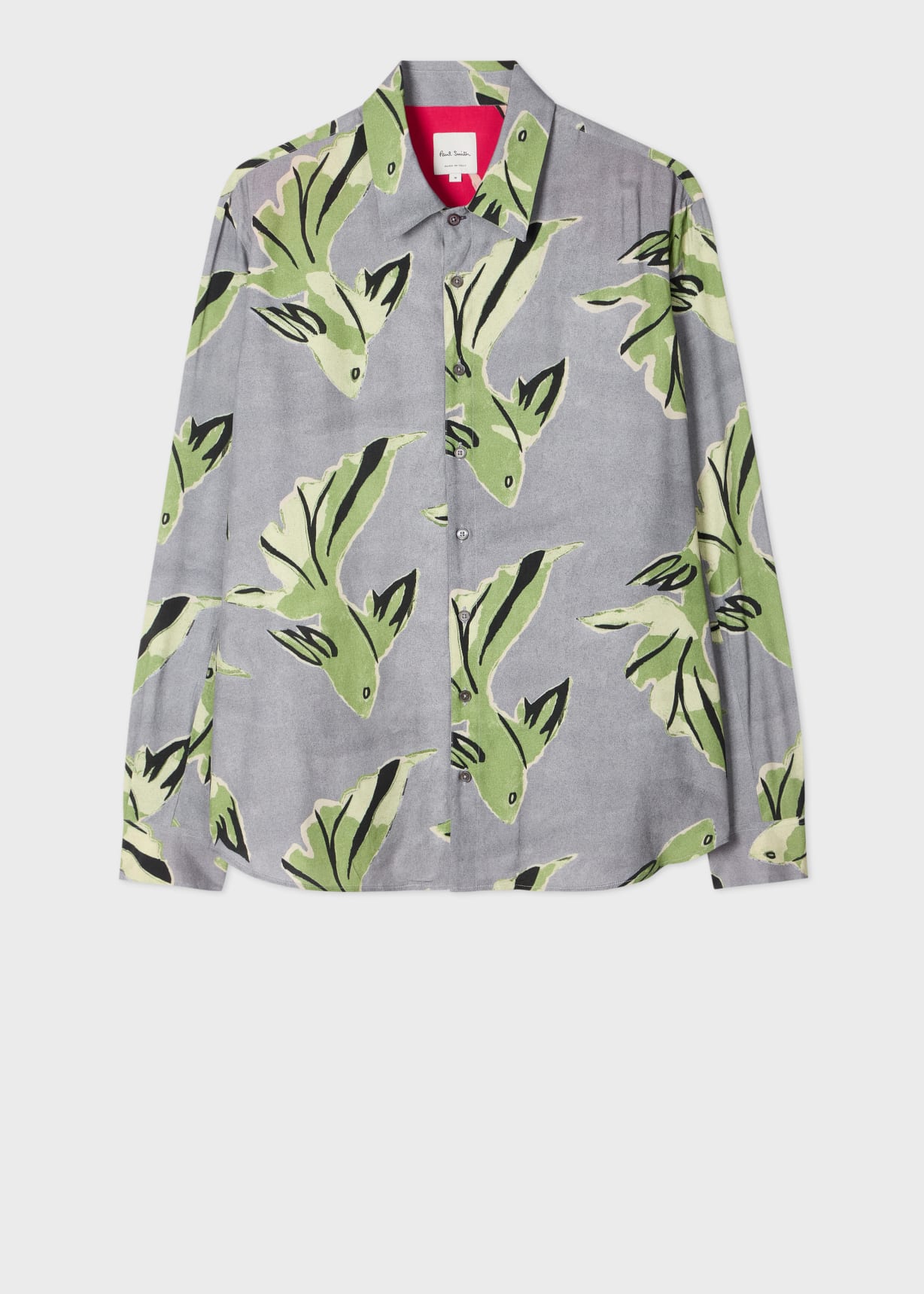 Men's Mauve 'Le Peche Fish' Print Viscose Shirt