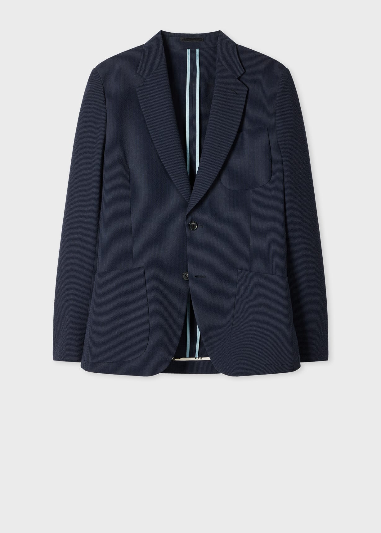 Paul Smith 紺ブレザー Men's Navy Cotton-Blend Seersucker Stripe Blazer