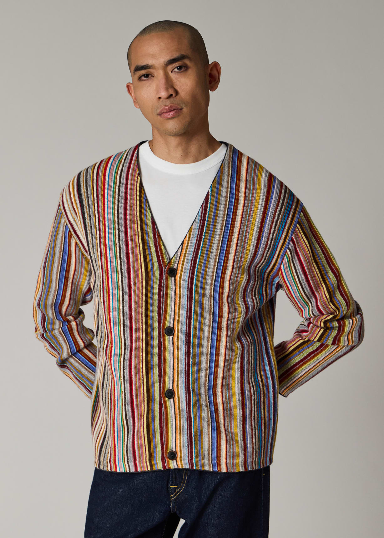 Men's 'Signature Stripe' Merino Wool-Blend Cardigan