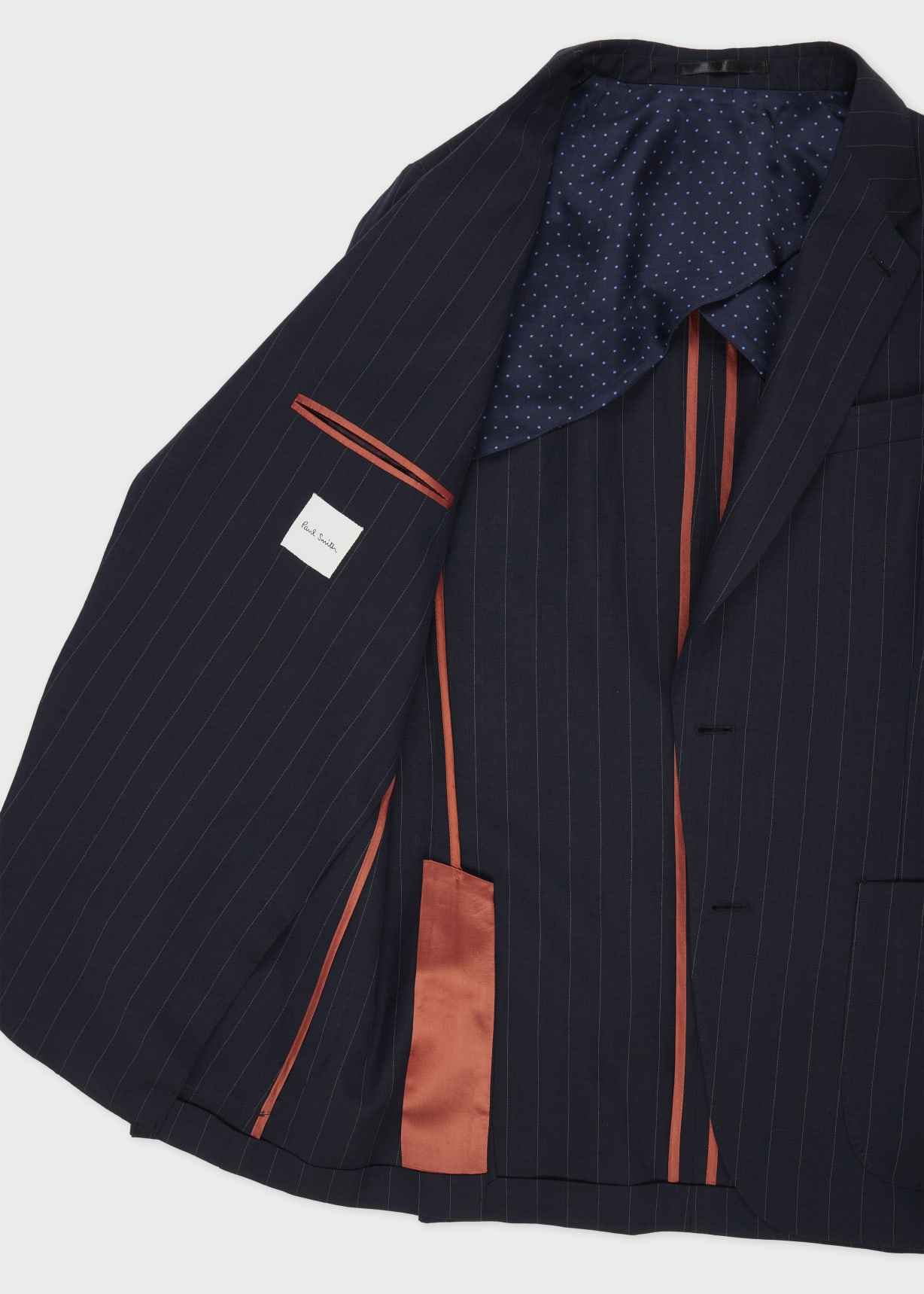 Men's Navy Wool-Linen Pinstripe Buggy-Lined Blazer