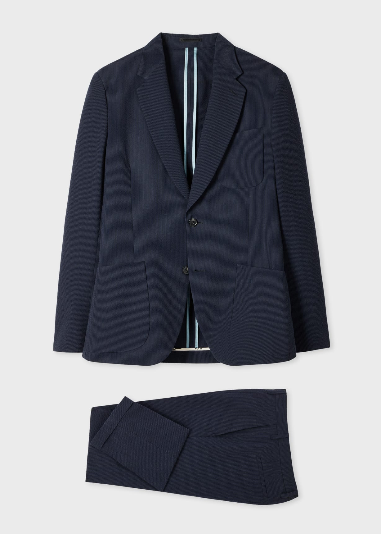 Men's Navy Cotton-Blend Seersucker Stripe Suit