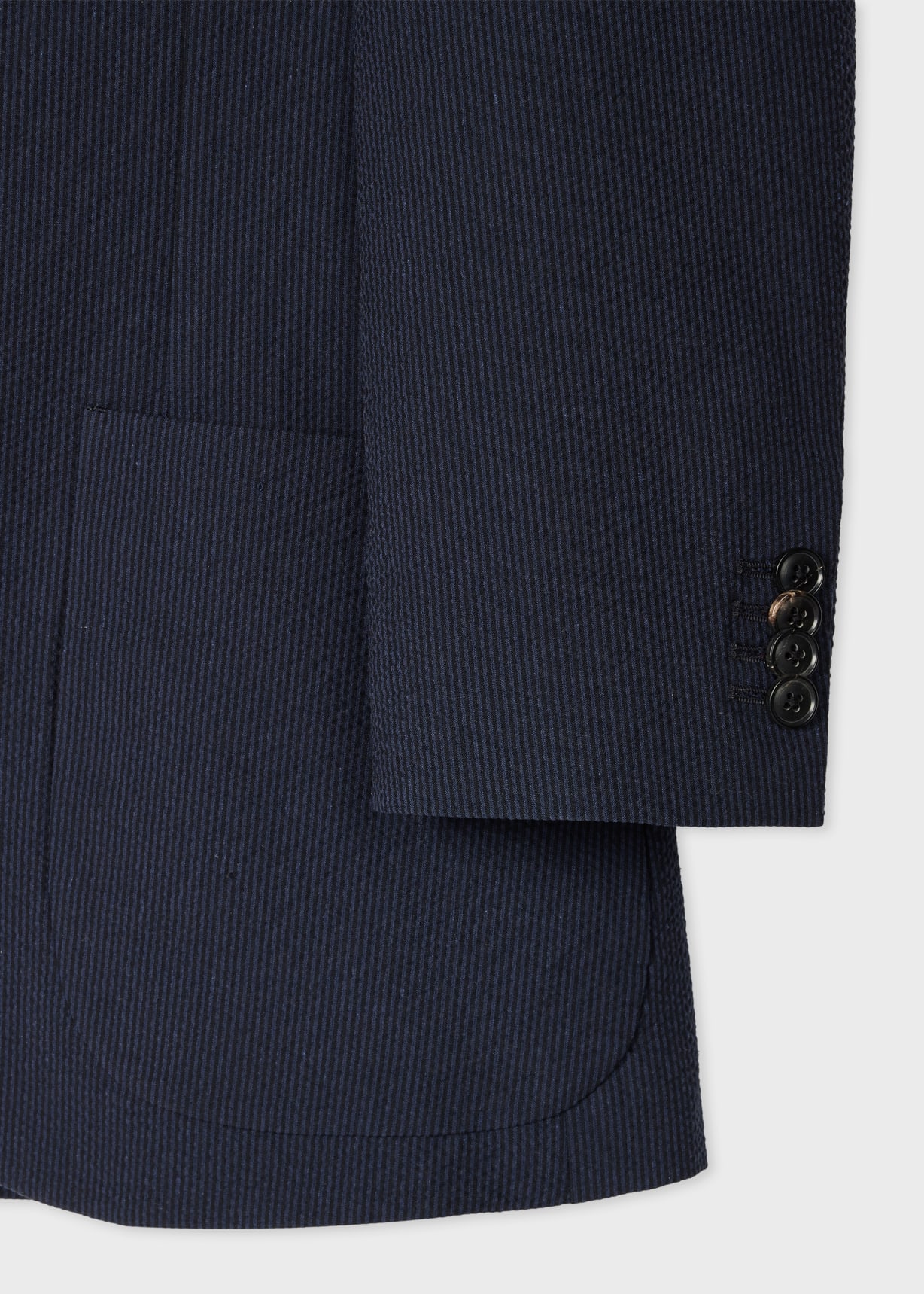 Men's Navy Cotton-Blend Seersucker Stripe Suit
