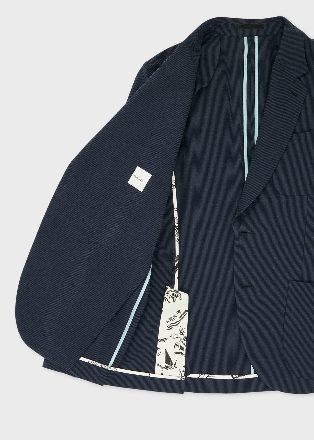 Paul Smith ショーライン セットアップ Men's Navy Cotton-Blend Seersucker Stripe Suit