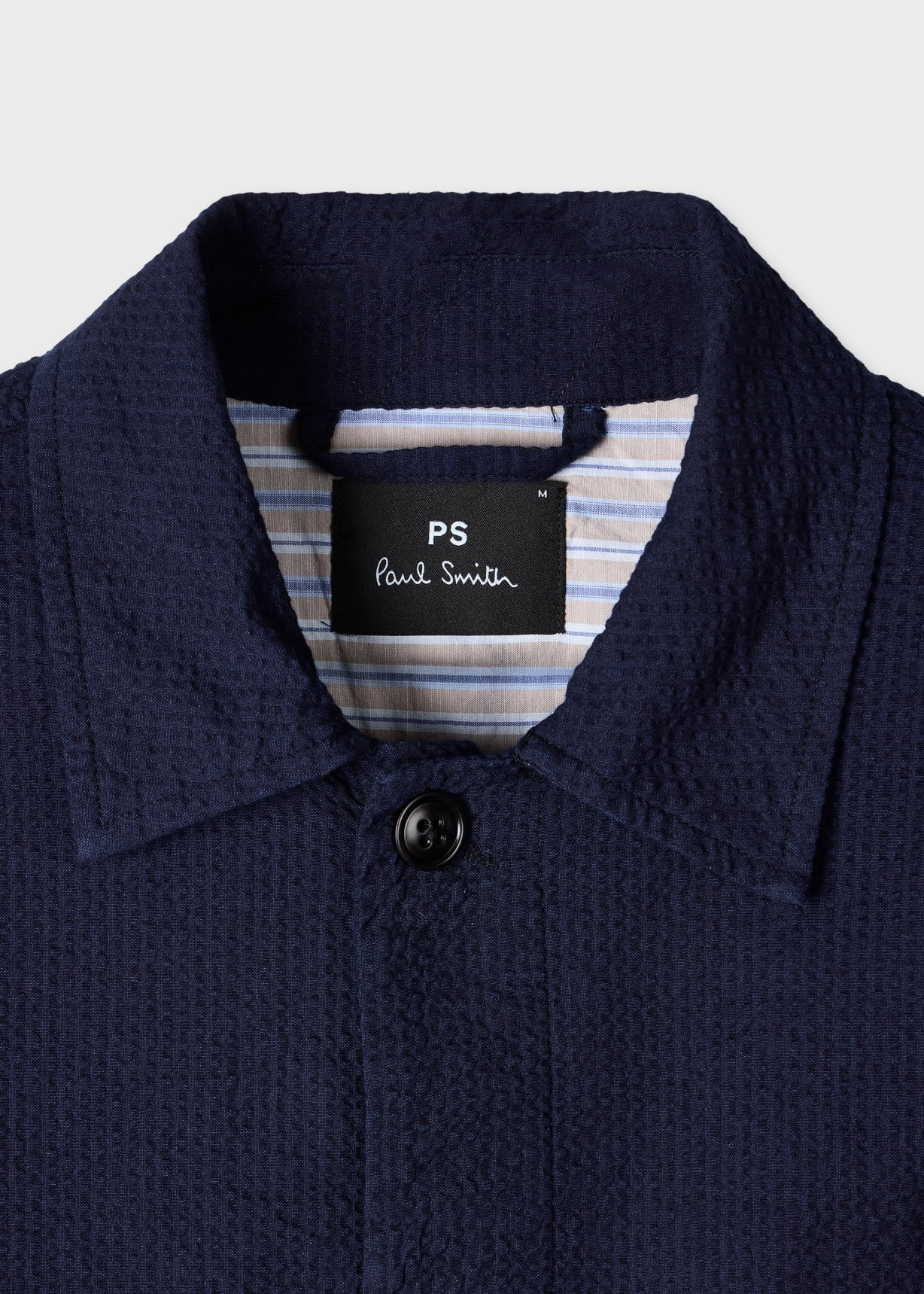 Men's Navy Cotton Seersucker Work Jacket