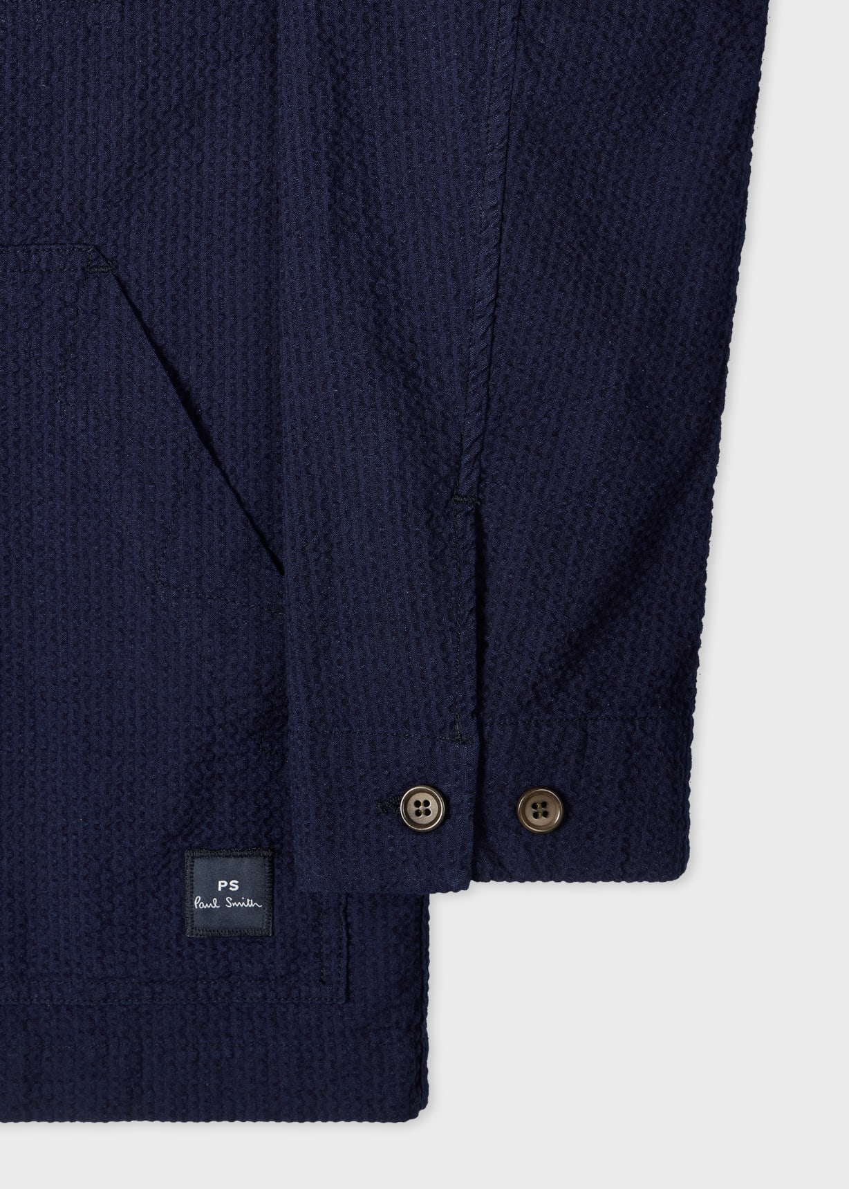 Men's Navy Cotton Seersucker Work Jacket