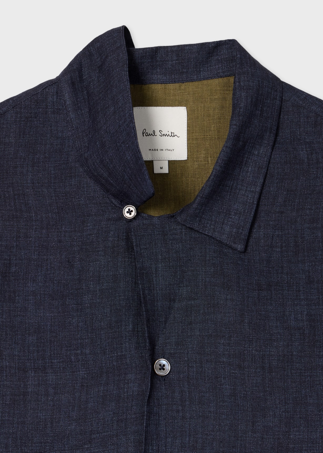 Men's Navy Linen Short-Sleeve Shirt