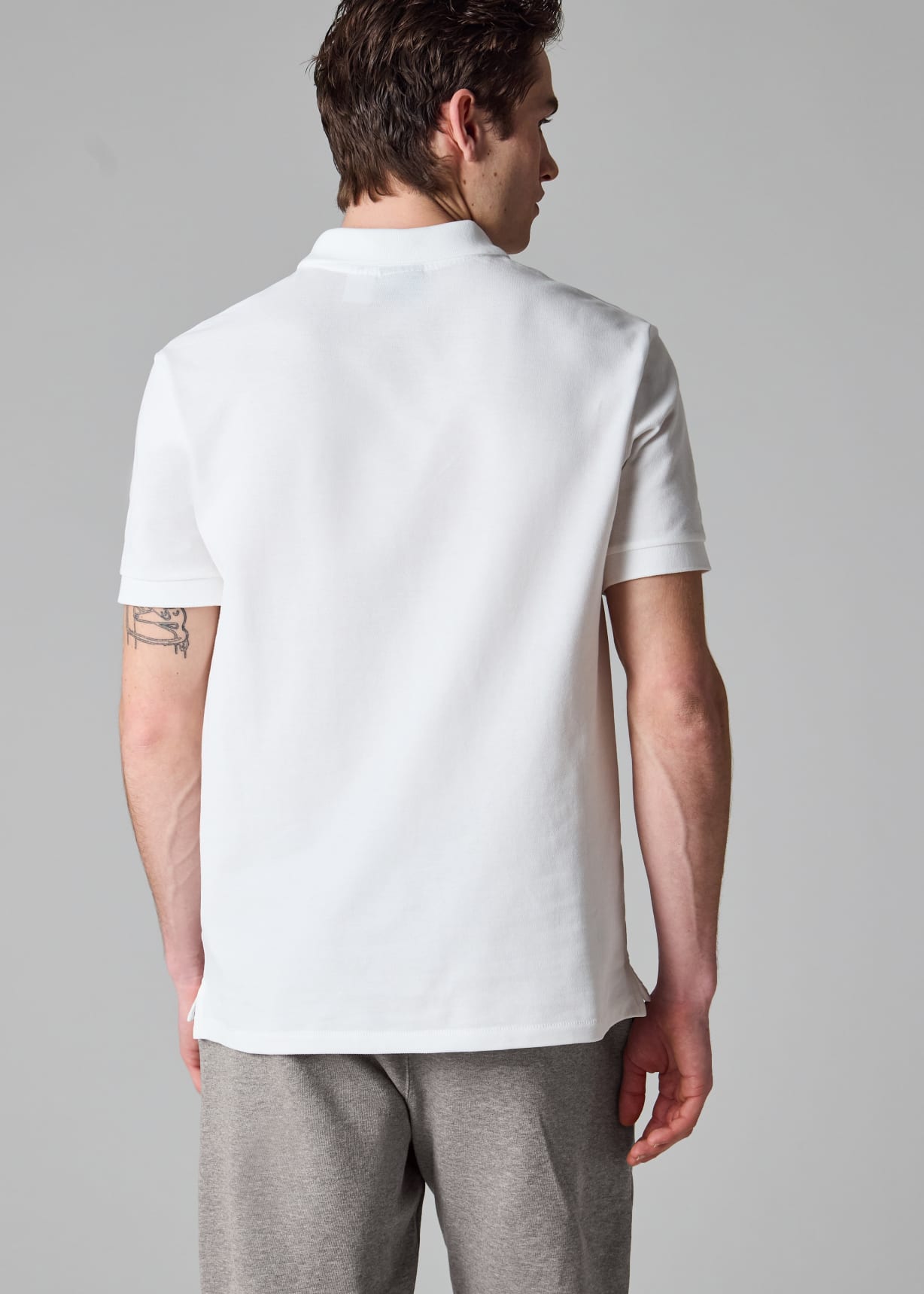 Men's White Cotton-Piqué Zebra Logo Polo Shirt