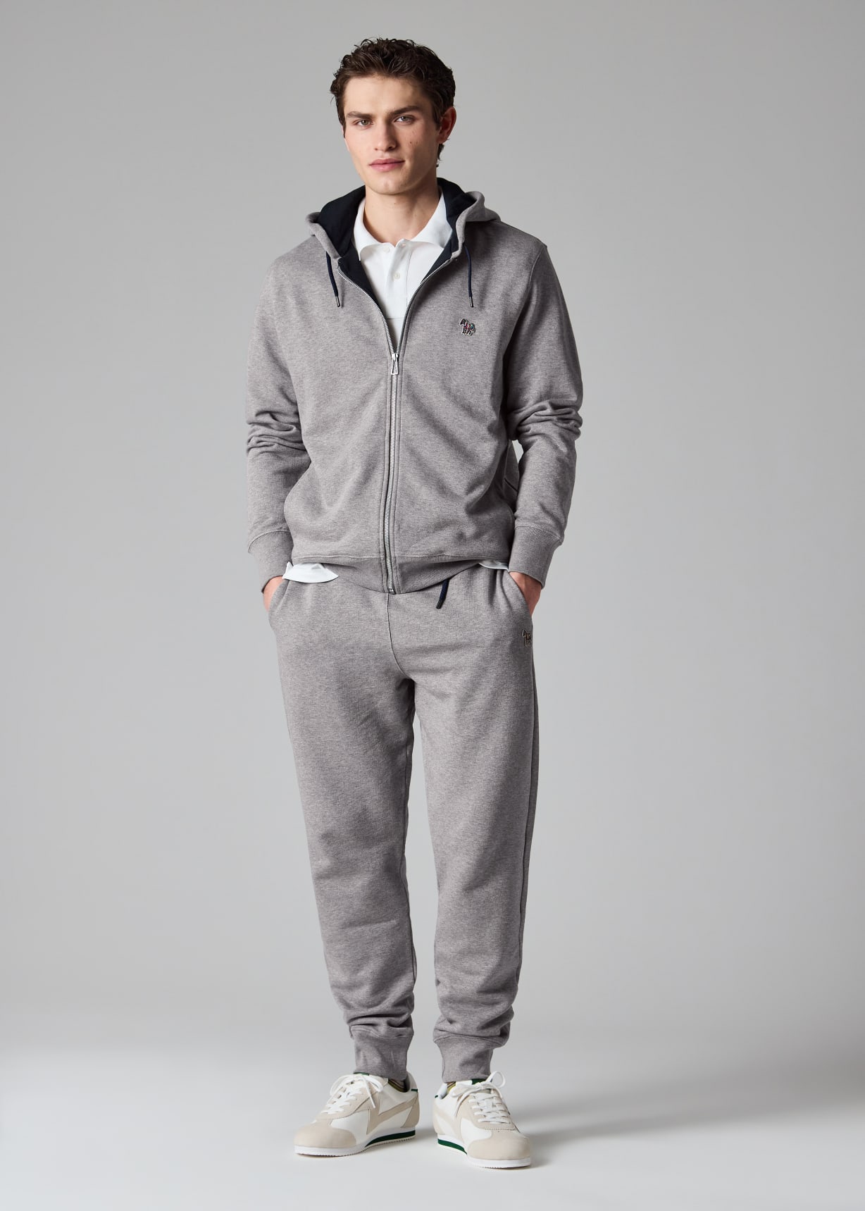 PS Paul Smith セットアップグレー Grey Cotton Zip-Front Zebra Logo Hoodie