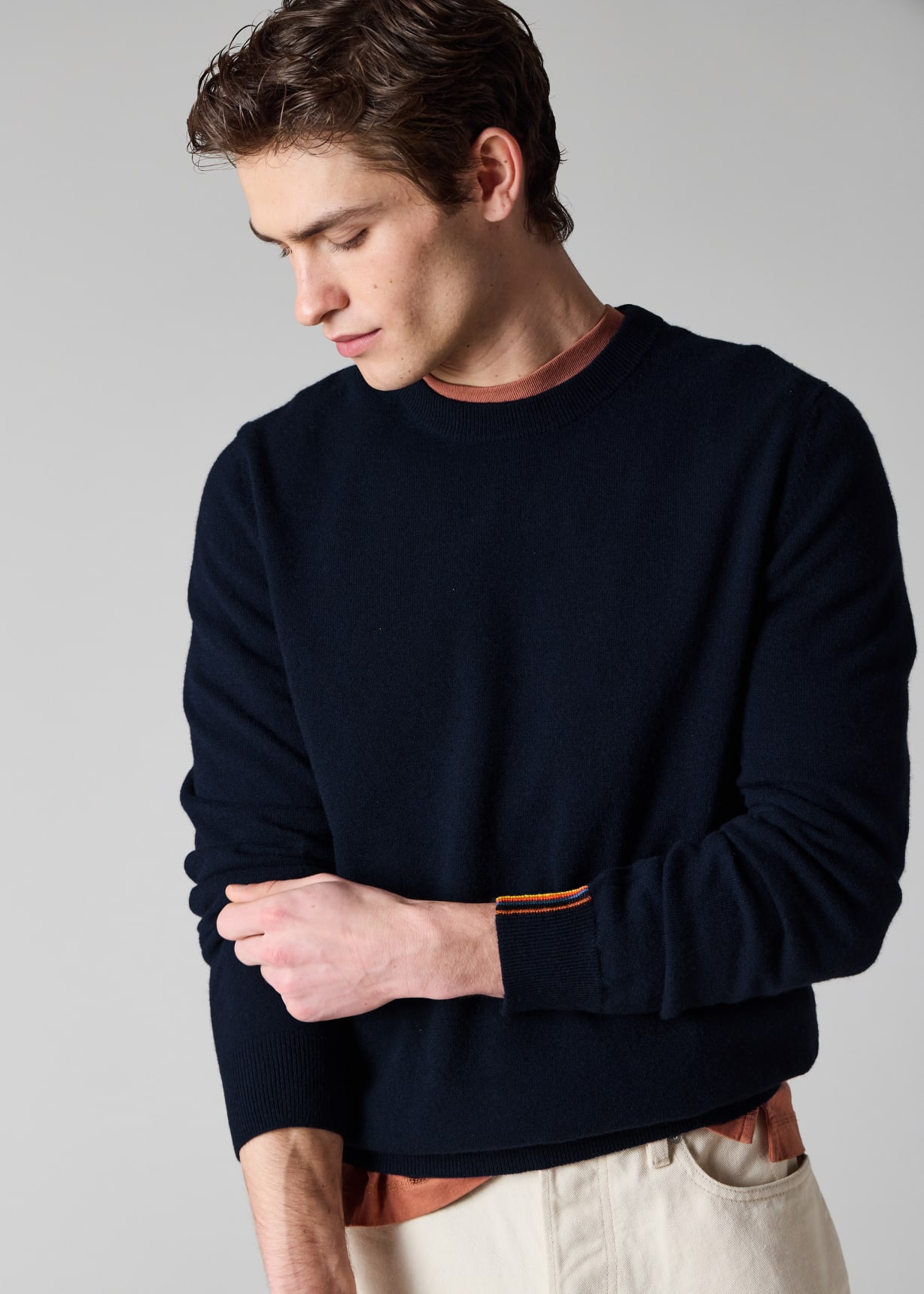 Men's Navy Cashmere Crew Neck Sweater