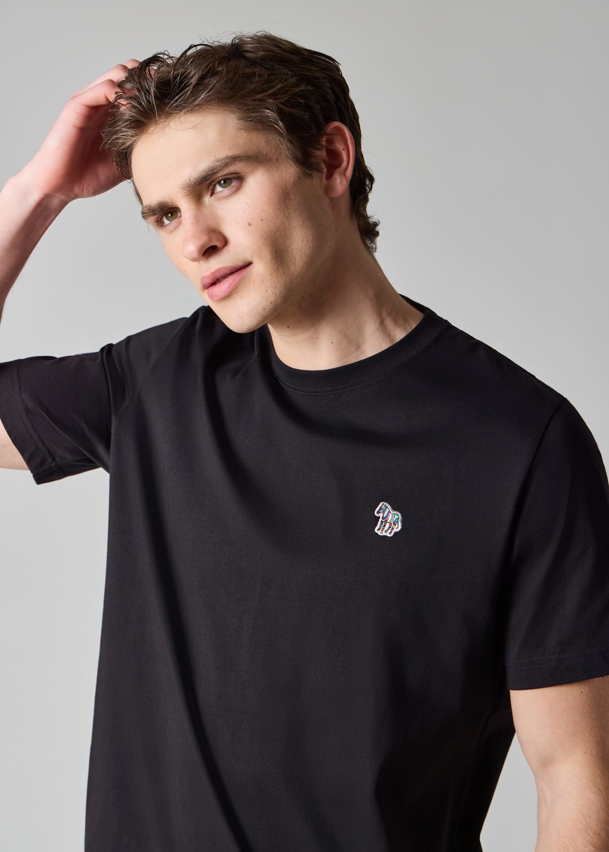 Men's Navy Cotton Zebra Logo T-Shirt