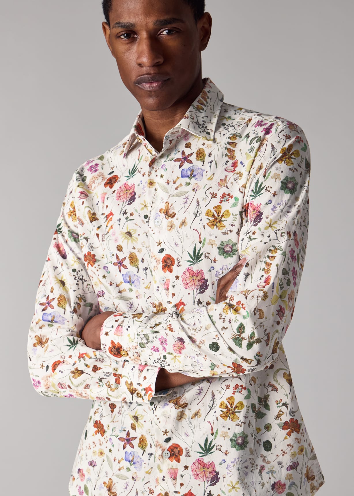 Men's Tailored-Fit White 'Liberty Floral' Print Shirt