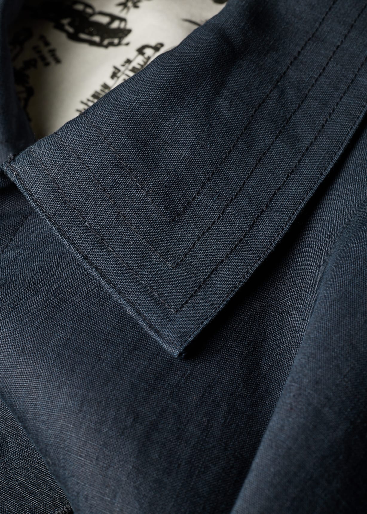 Men's Navy Linen Field Jacket