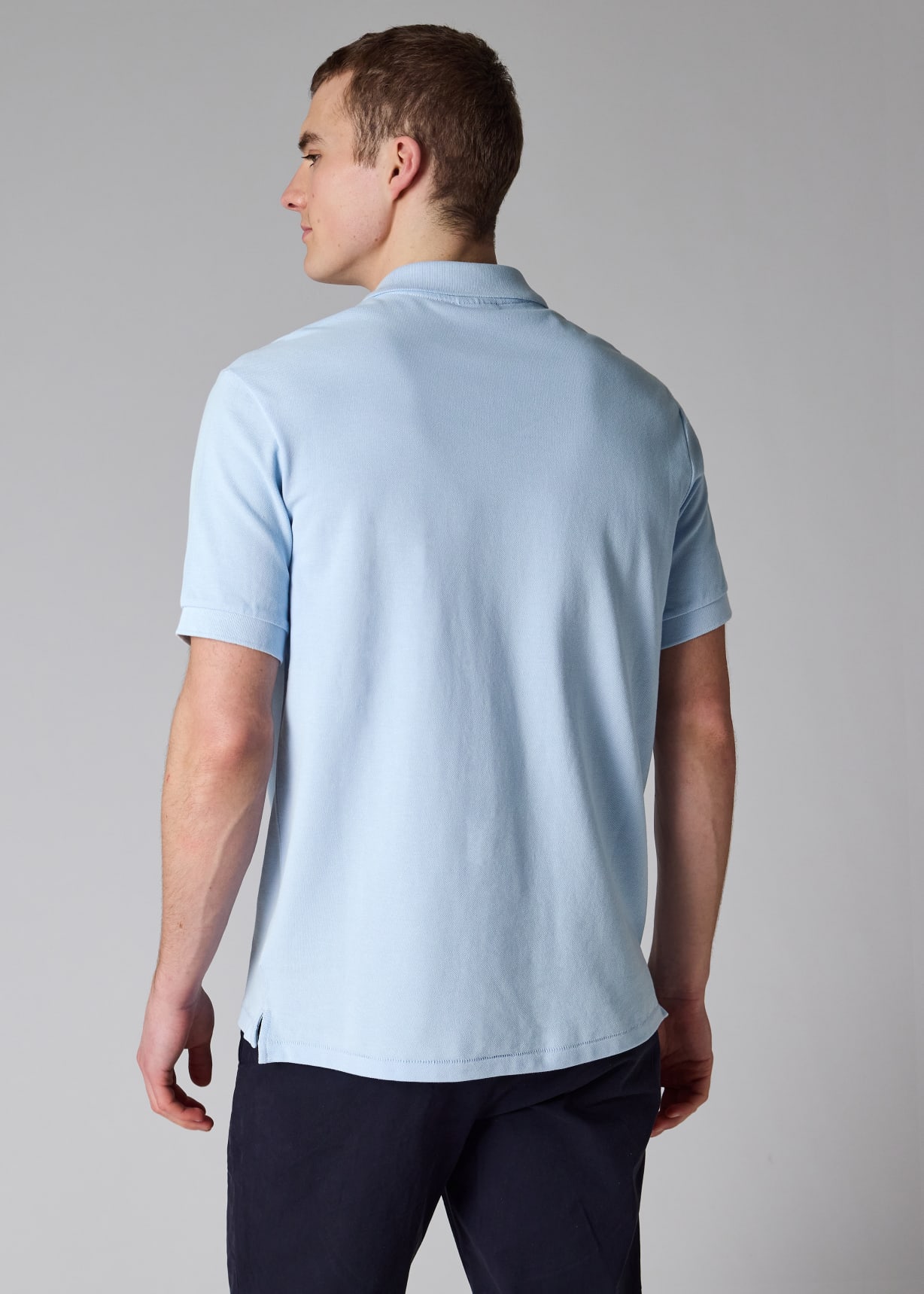Men's Pale Blue Cotton Pique Zebra Logo Polo Shirt