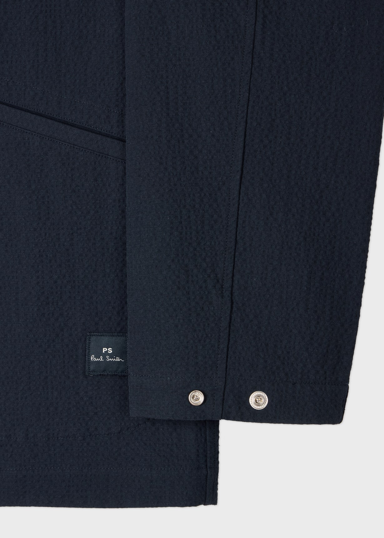 Men's Navy Stretch-Cotton Seersucker Jacket