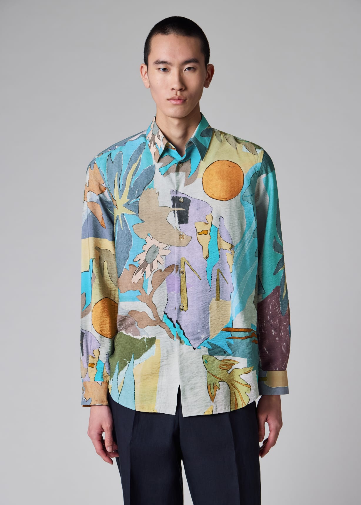 Men's 'River Collage' Viscose-Blend Shirt