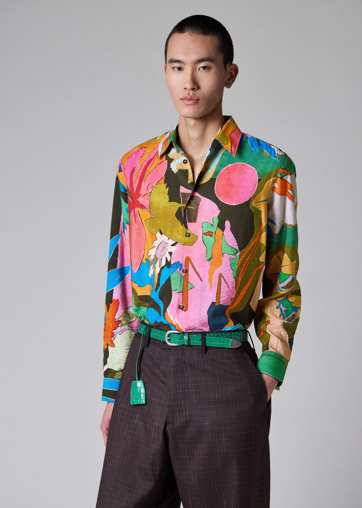 Men's 'River Collage' Viscose-Blend Shirt