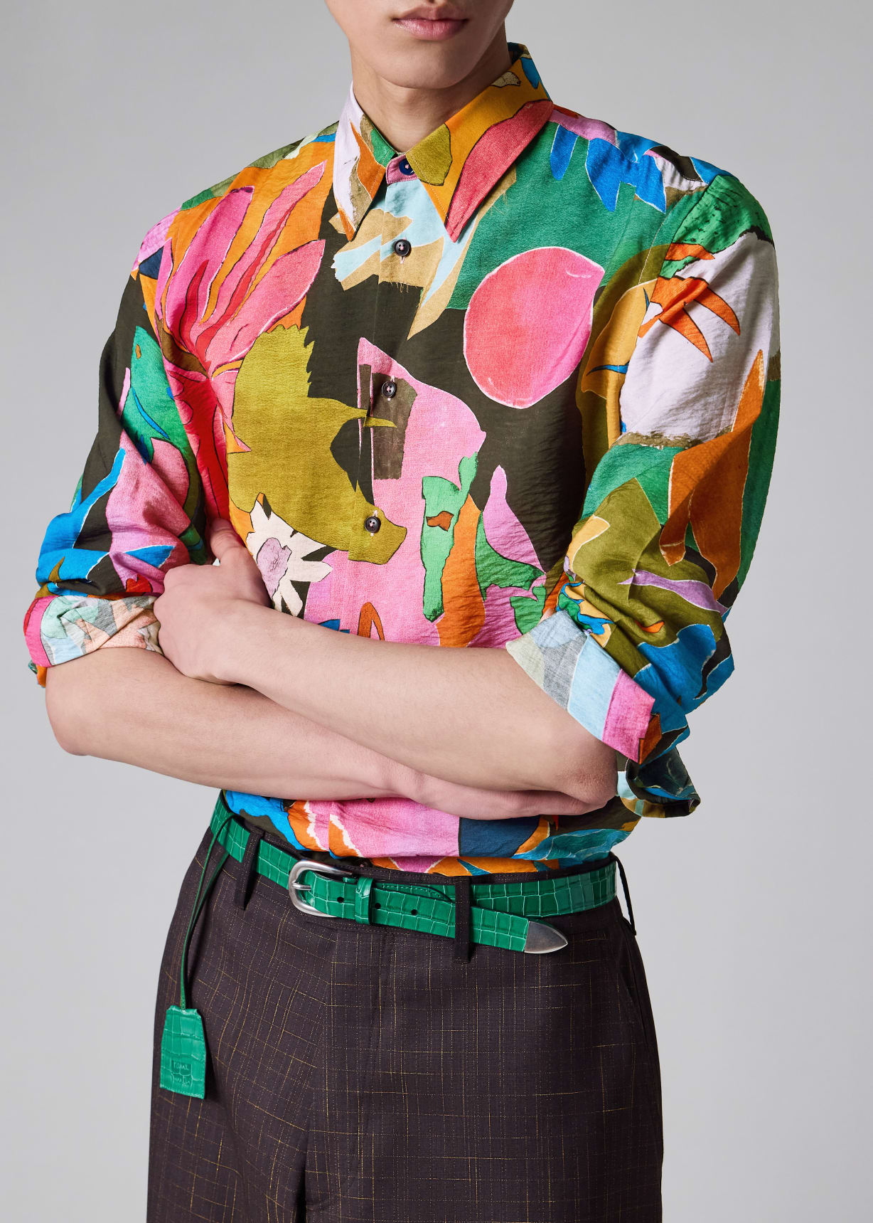 Men's 'River Collage' Viscose-Blend Shirt