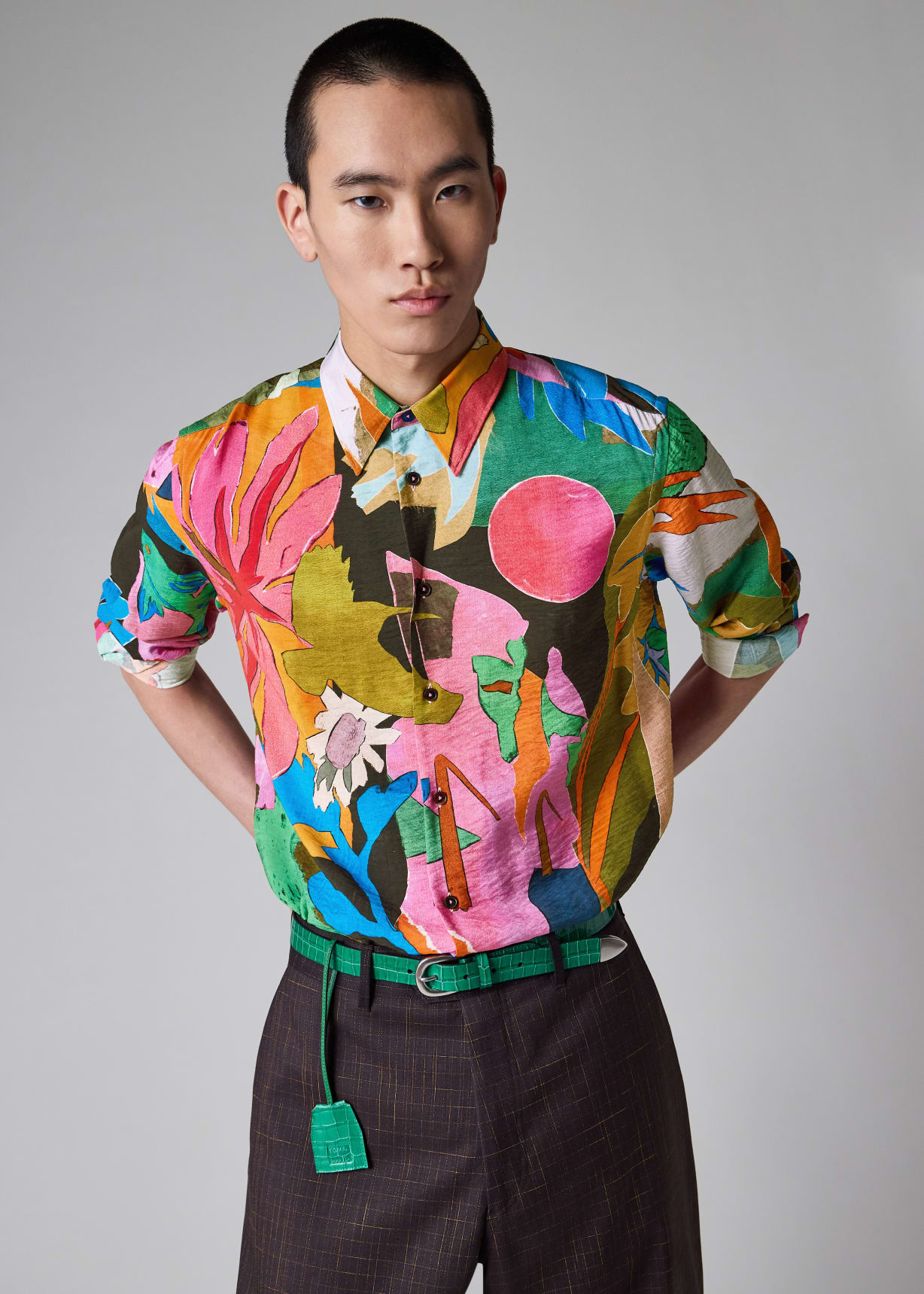 Men's 'River Collage' Viscose-Blend Shirt