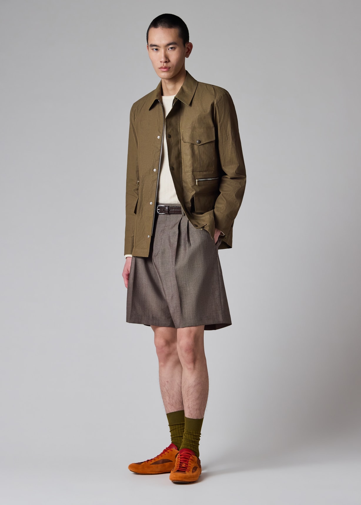 Men's Khaki Linen Field Jacket