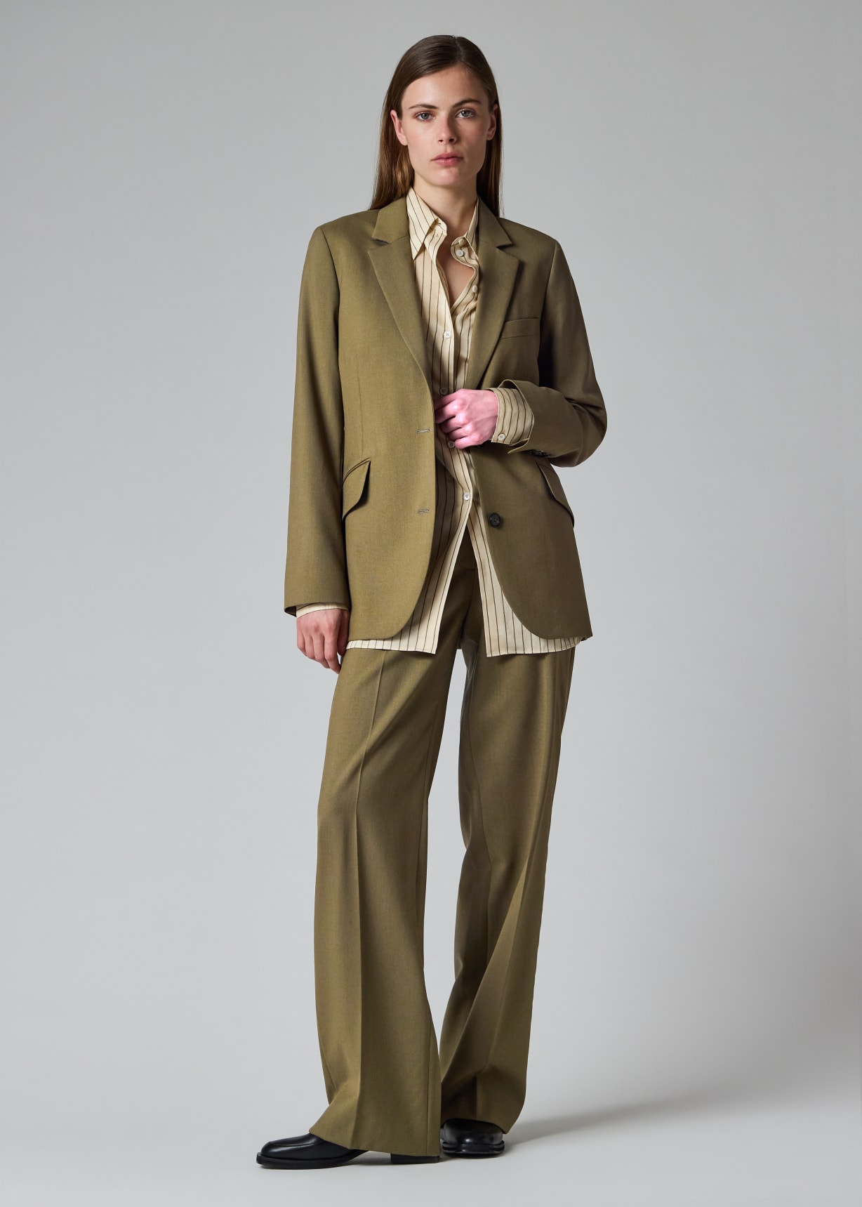 Paul Smith セットアップ パンツスーツ ジャガード柄 グリーン 38 Women's Olive Wool Hopsack Blazer