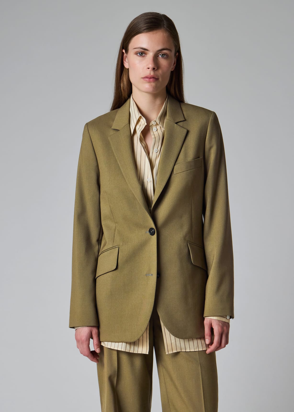 Women's Olive Wool Hopsack Blazer