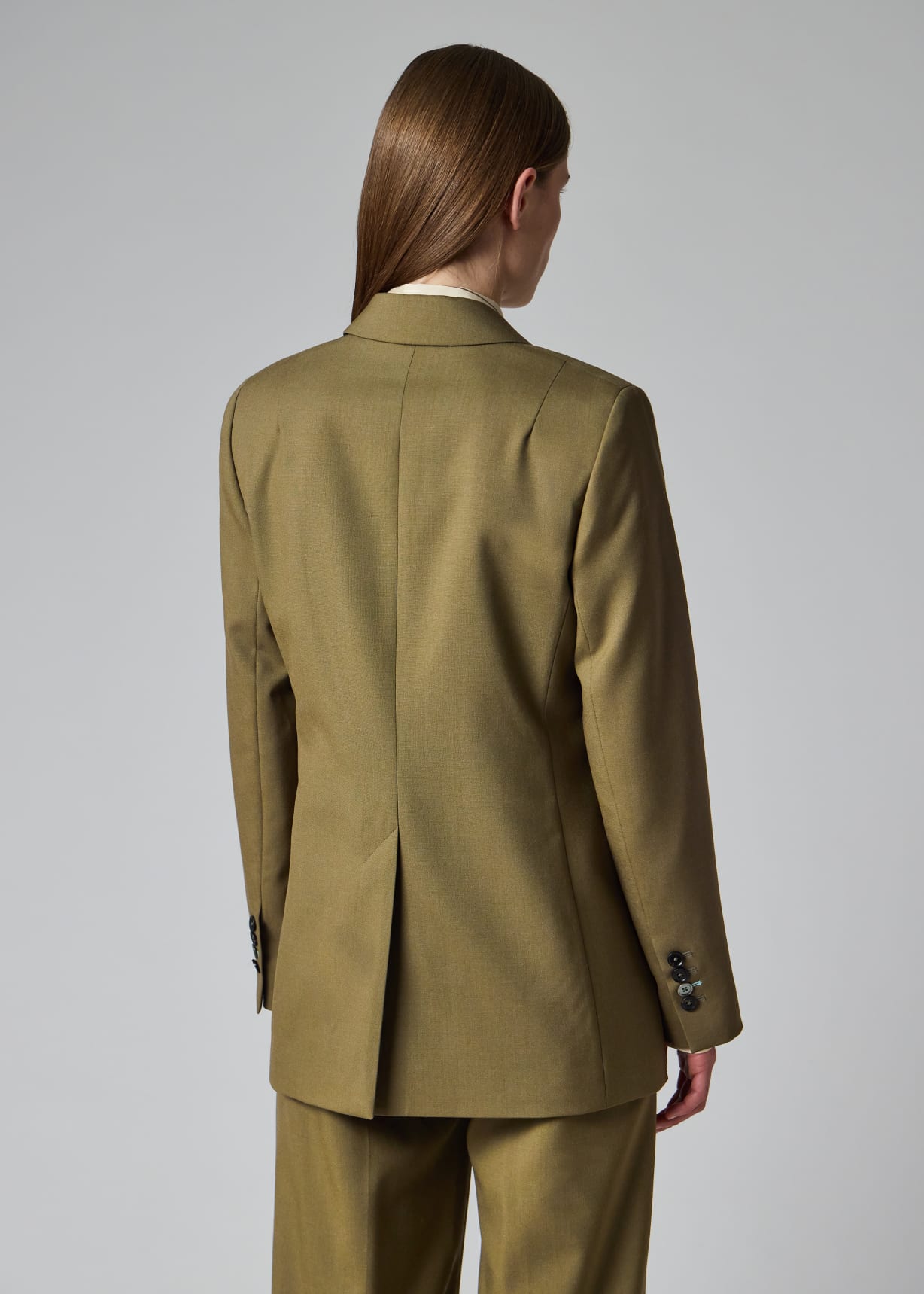 Women's Olive Wool Hopsack Blazer