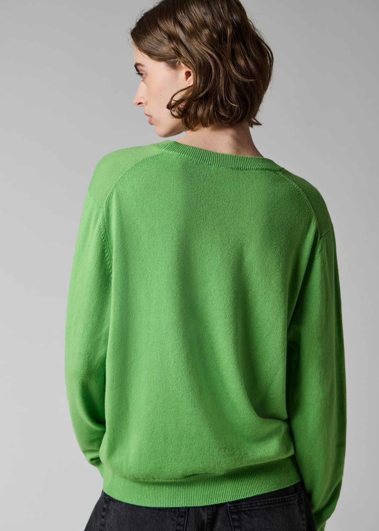 Women's Apple Green Cashmere Crew Neck Sweater