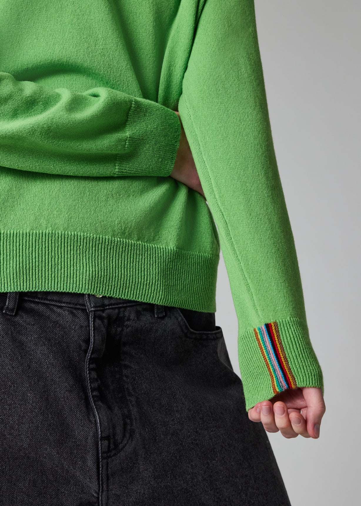 Women's Apple Green Cashmere Crew Neck Sweater
