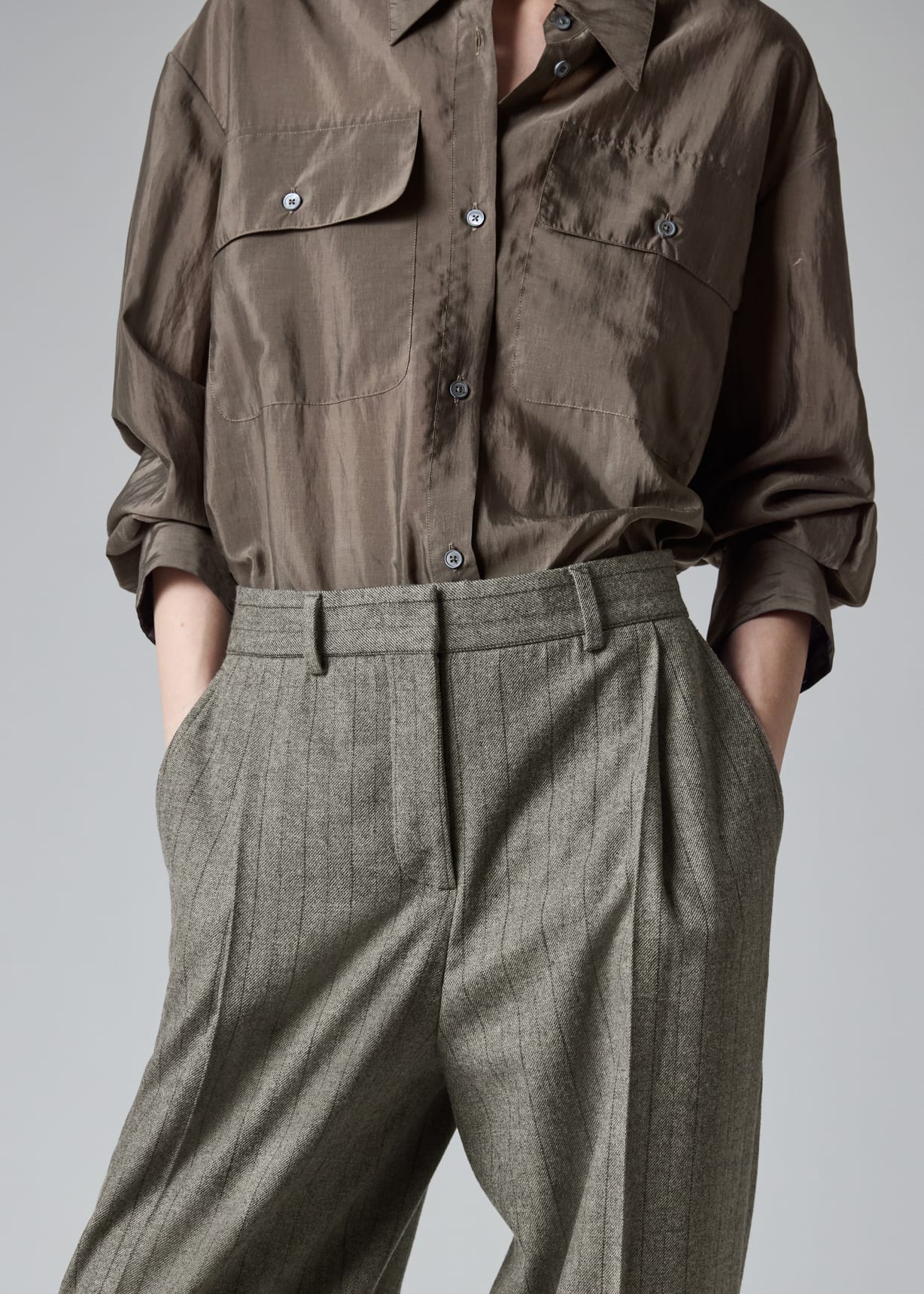 Women's Chalk Stripe Wool-Blend Wide-Leg Trousers