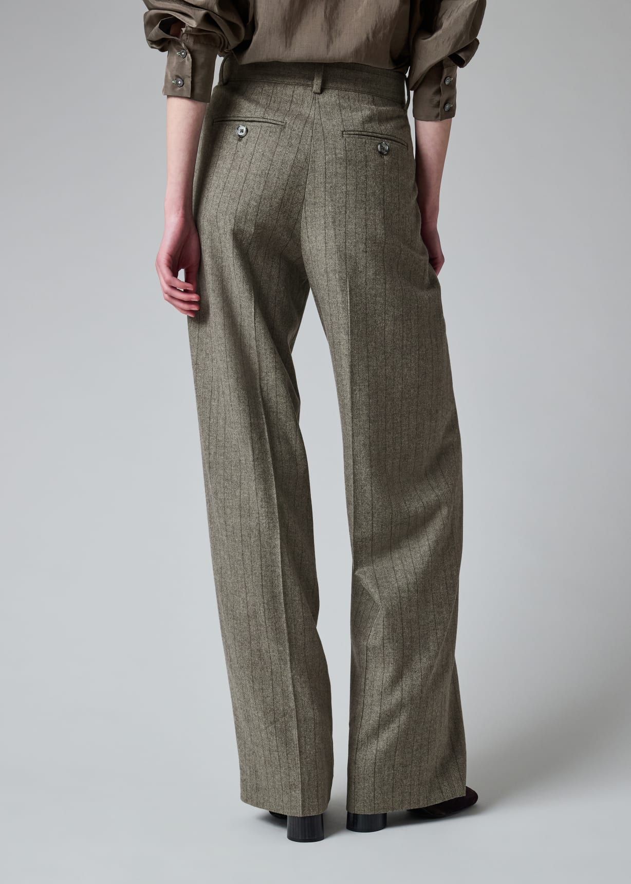 Women's Chalk Stripe Wool-Blend Wide-Leg Trousers