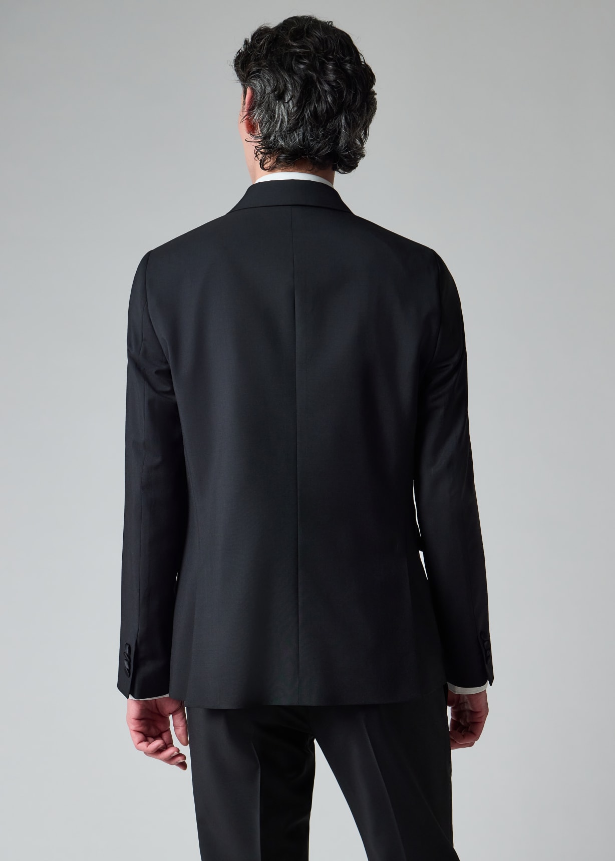 Black Wool-Mohair Double-Breasted Evening Blazer