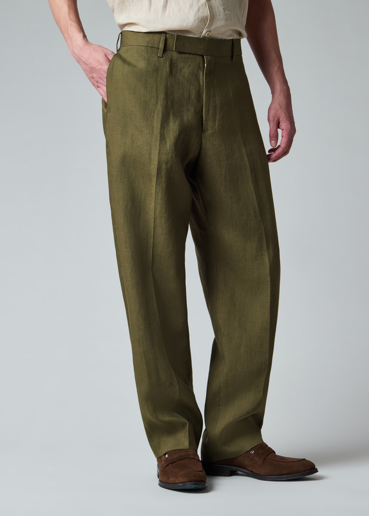 Men's Khaki Linen Trousers